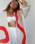 Kimono savanna beige rouge