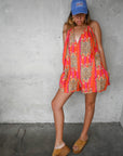 Combishort Rio tigre rose et orange Maison Lacroix, coupe oversize dos nu en coton.
