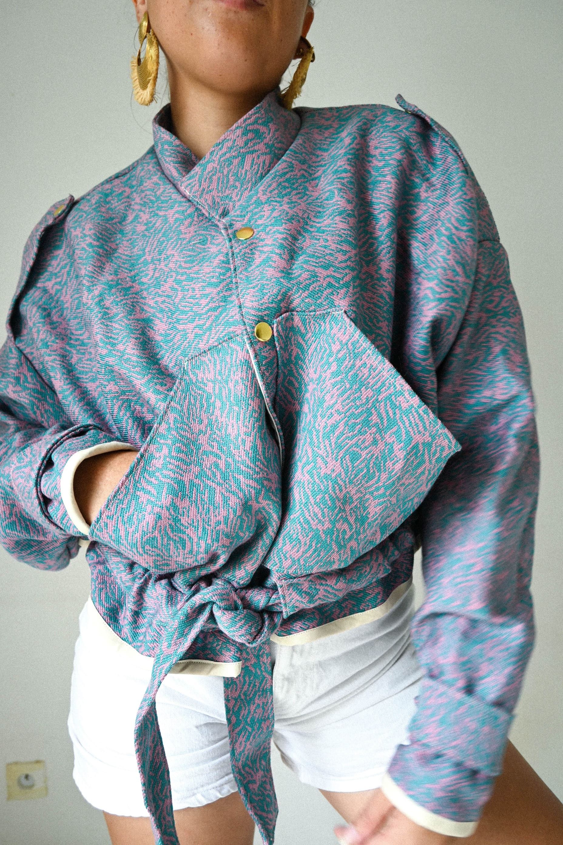 Veste soho zèbre bleu rose