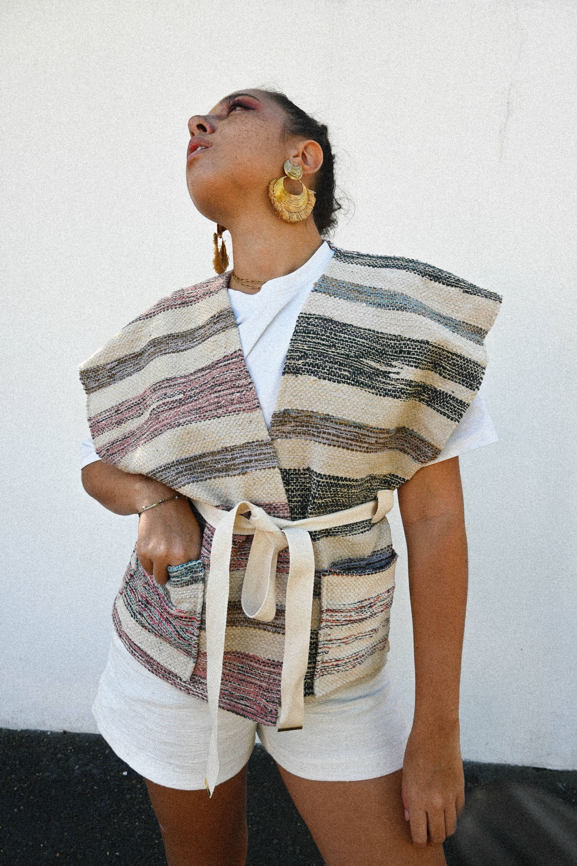 Veste kilim - Blanc Gris
