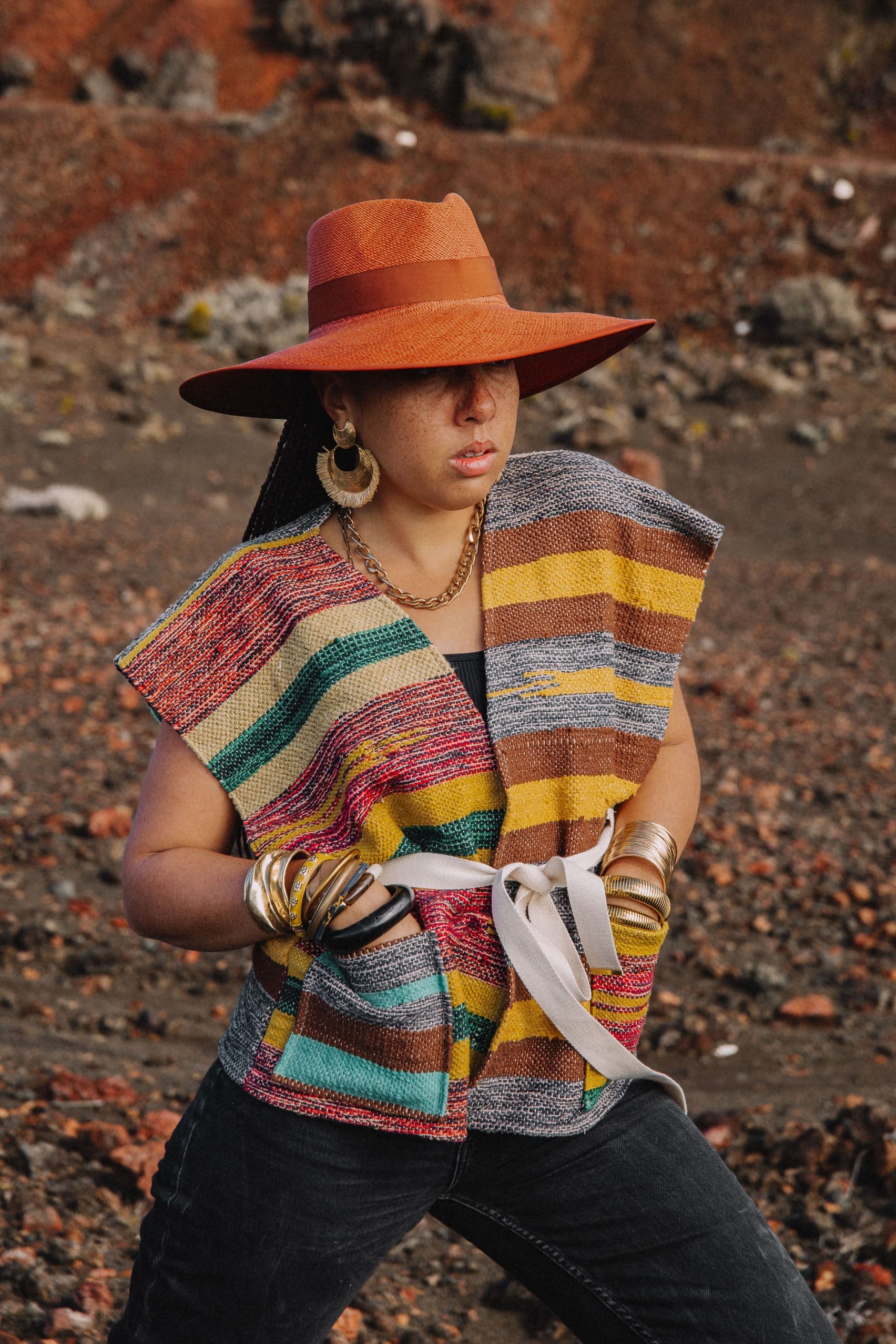 Veste kilim - Jaune Bleu Rose