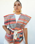 Veste kilim - Rose Bleu Gris
