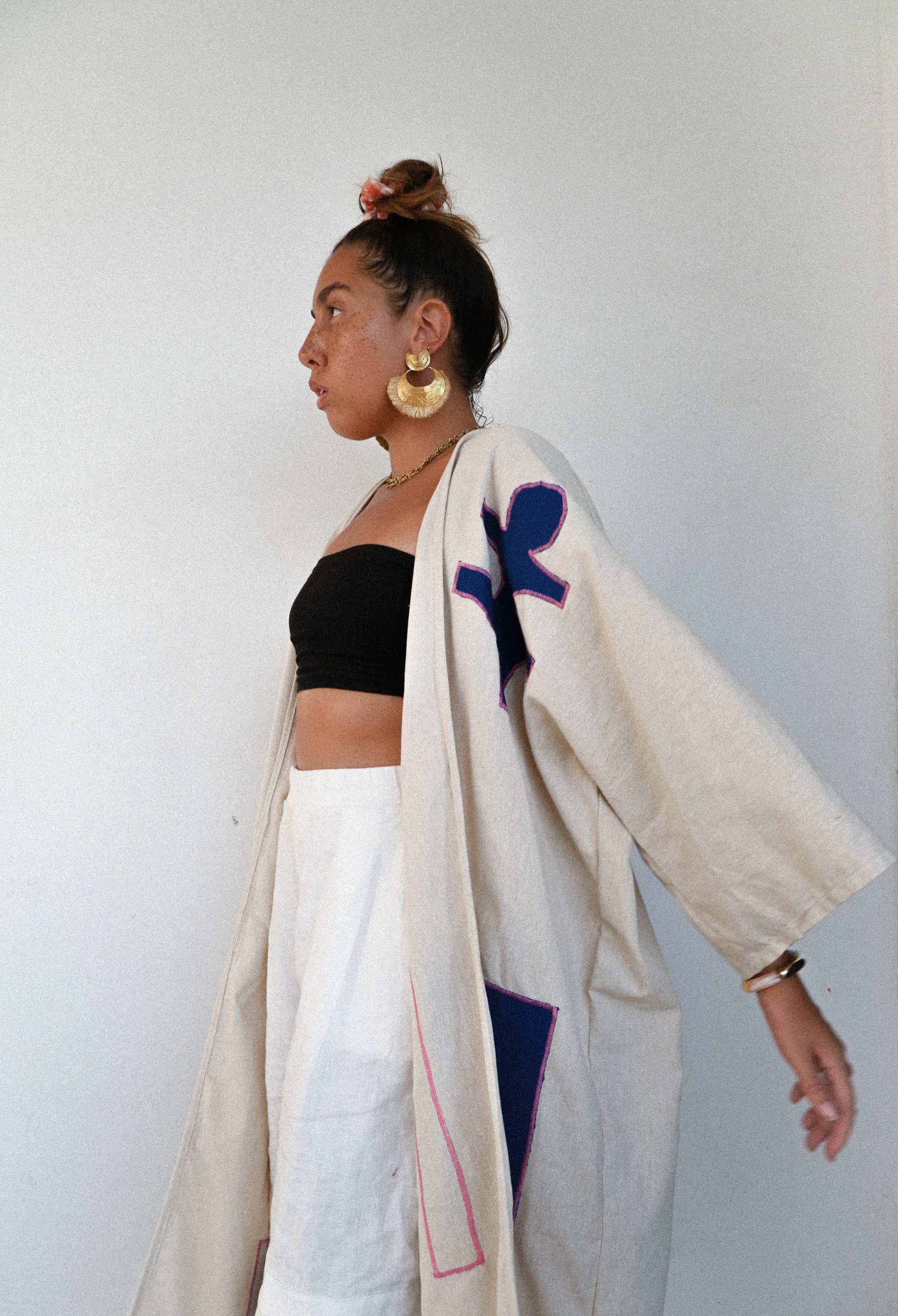 Kimono savanna beige bleu