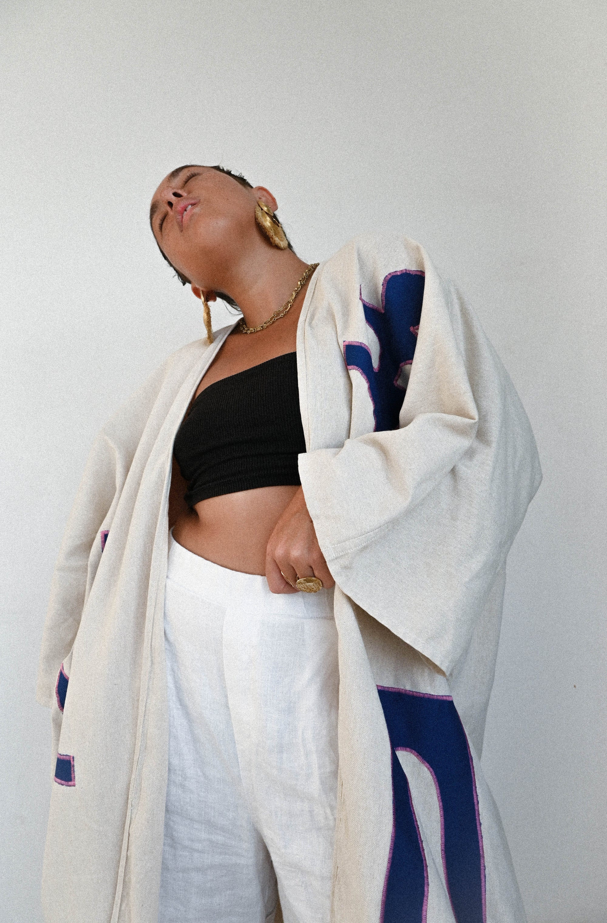 Kimono savanna beige bleu