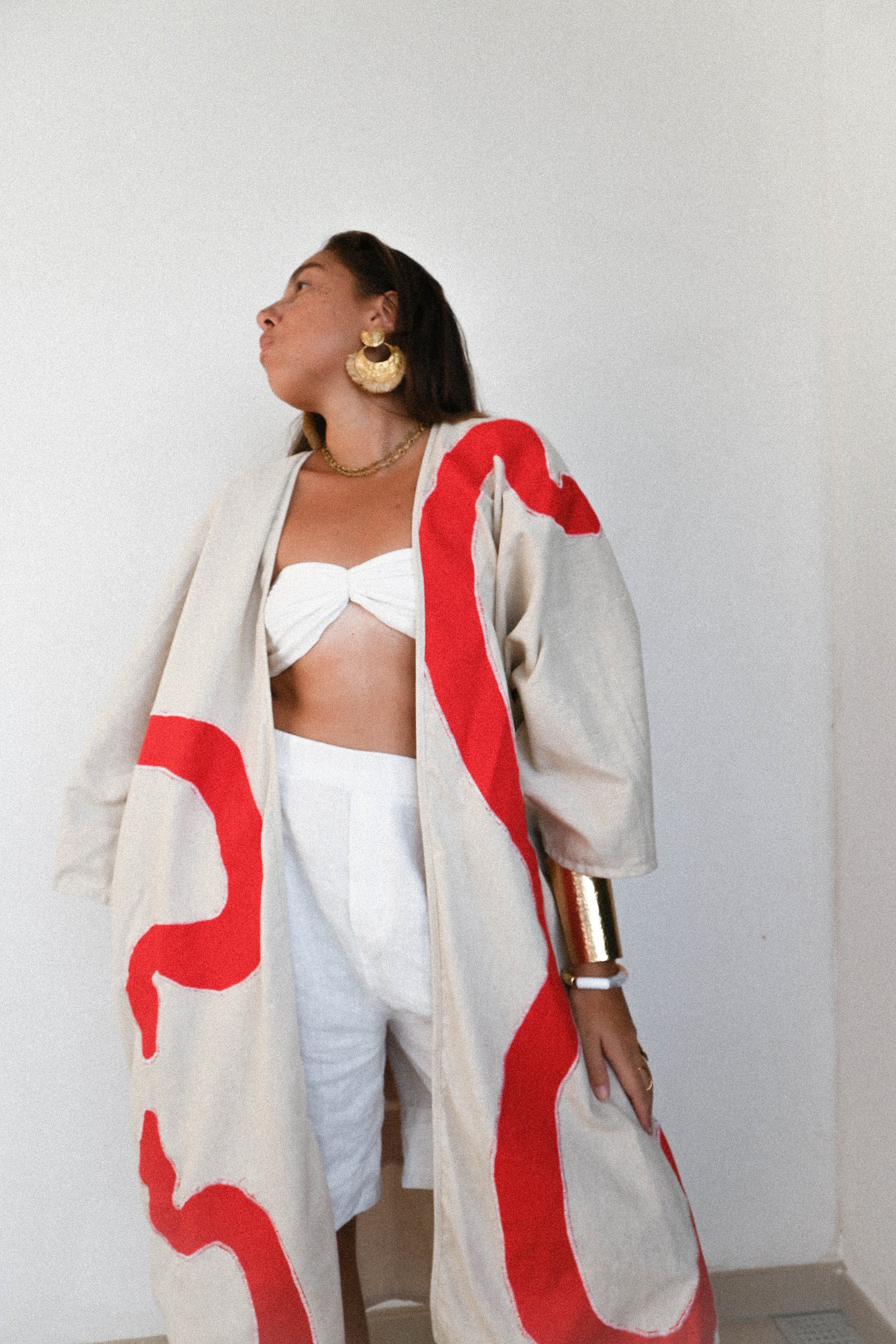 Kimono savanna beige rouge