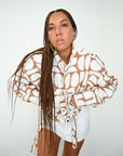 Veste soho marron blanc