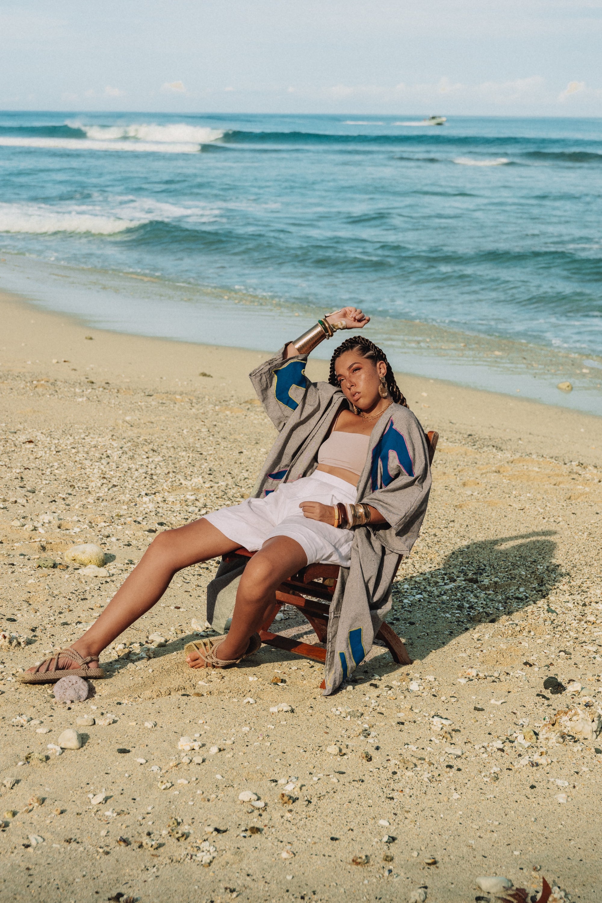 Kimono savanna gris bleu