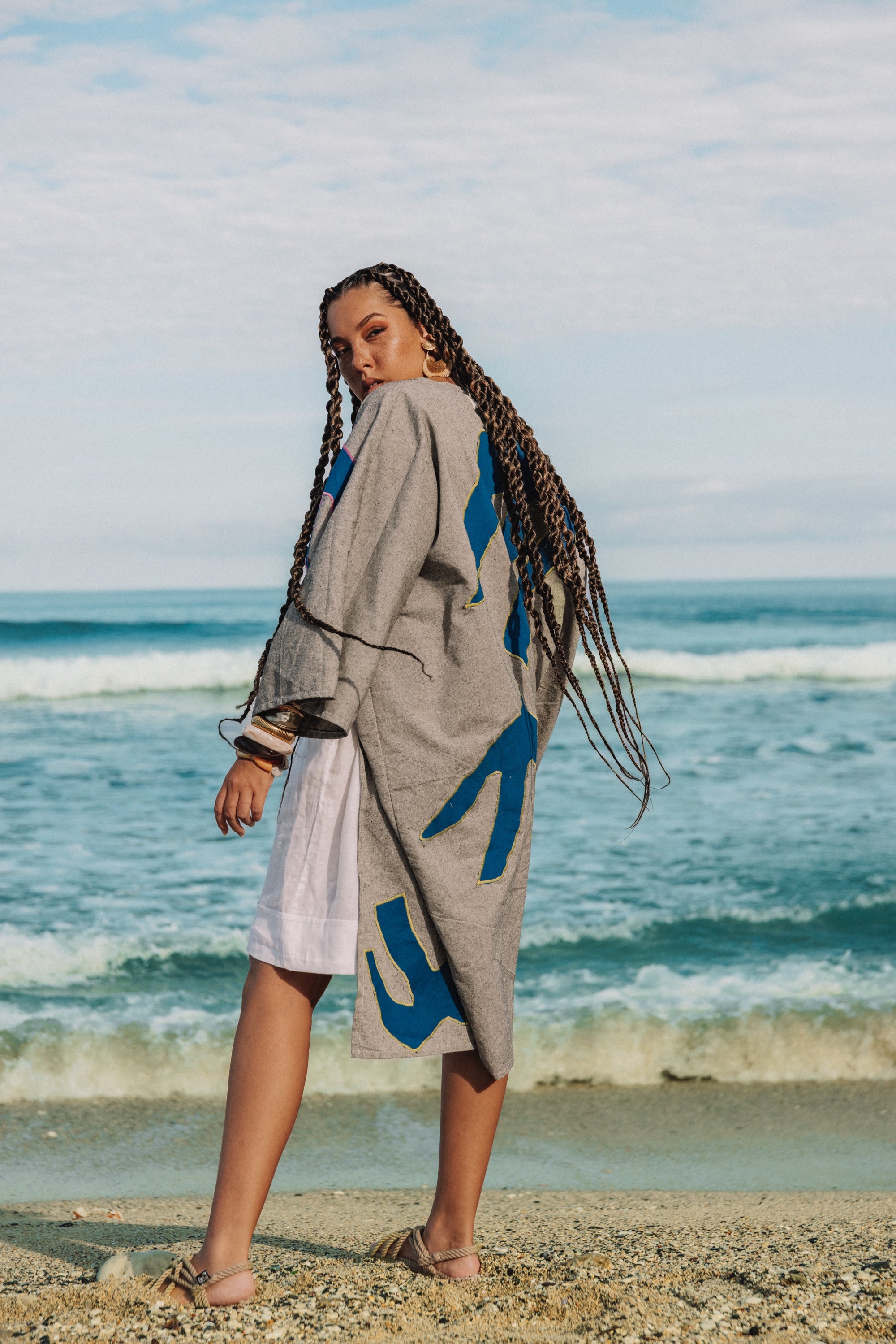 Kimono savanna gris bleu