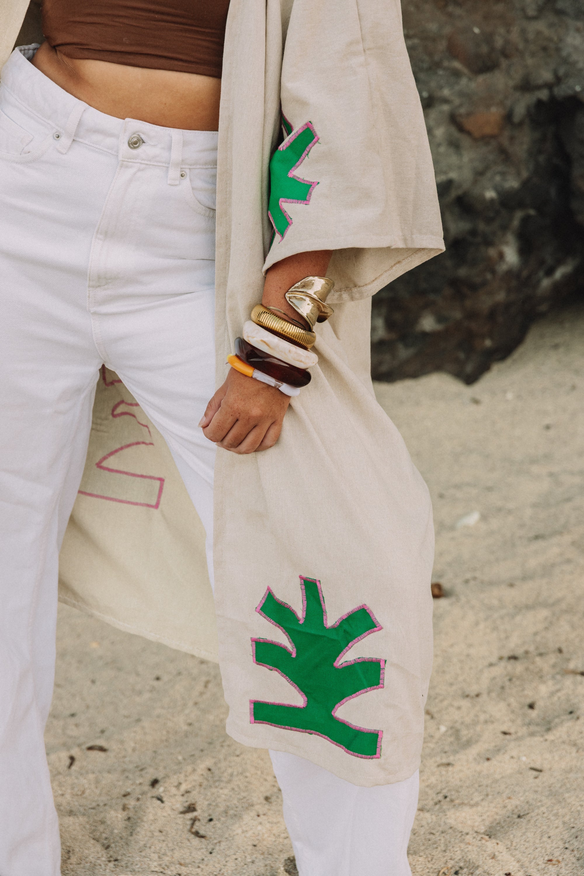 Kimono savanna beige vert
