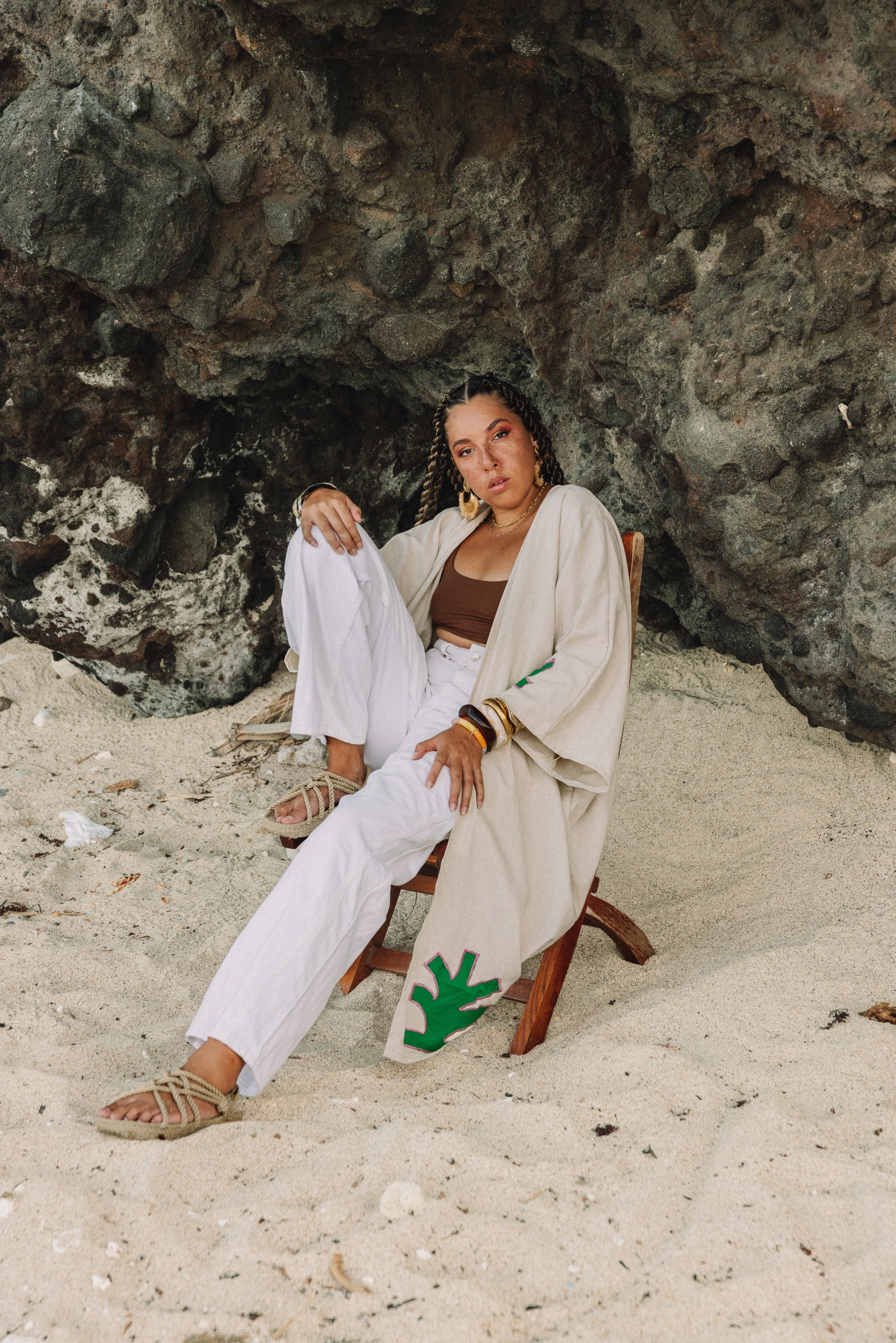 Kimono savanna beige vert
