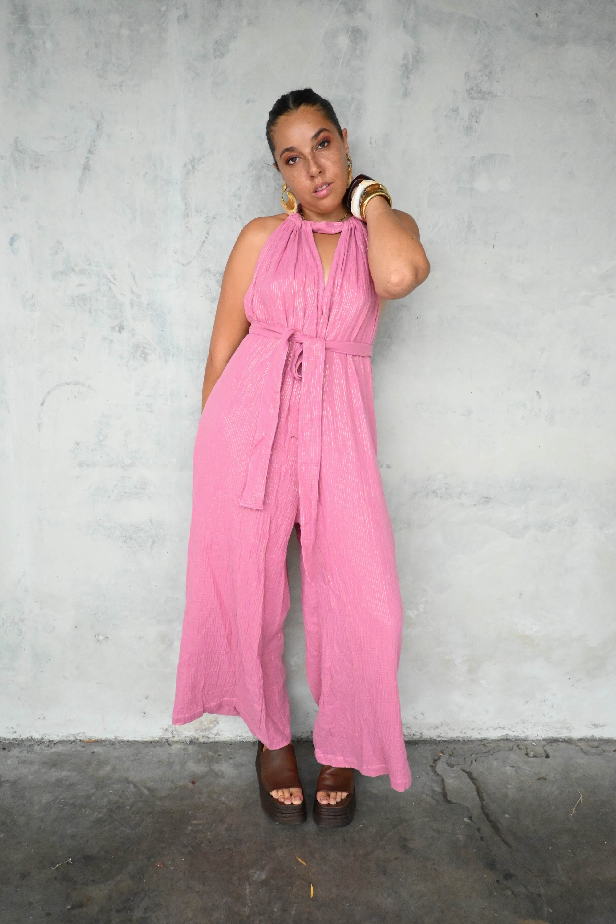 Combinaison saline - rose or