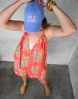 Combishort Rio tigre rose et orange Maison Lacroix, coupe oversize dos nu en coton.