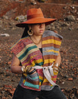 Veste kilim - Jaune Bleu Rose